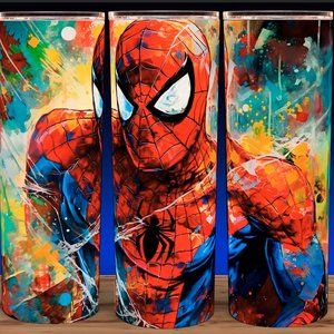 Spiderman Super Hero Painting Cup Mug Tumbler  20oz